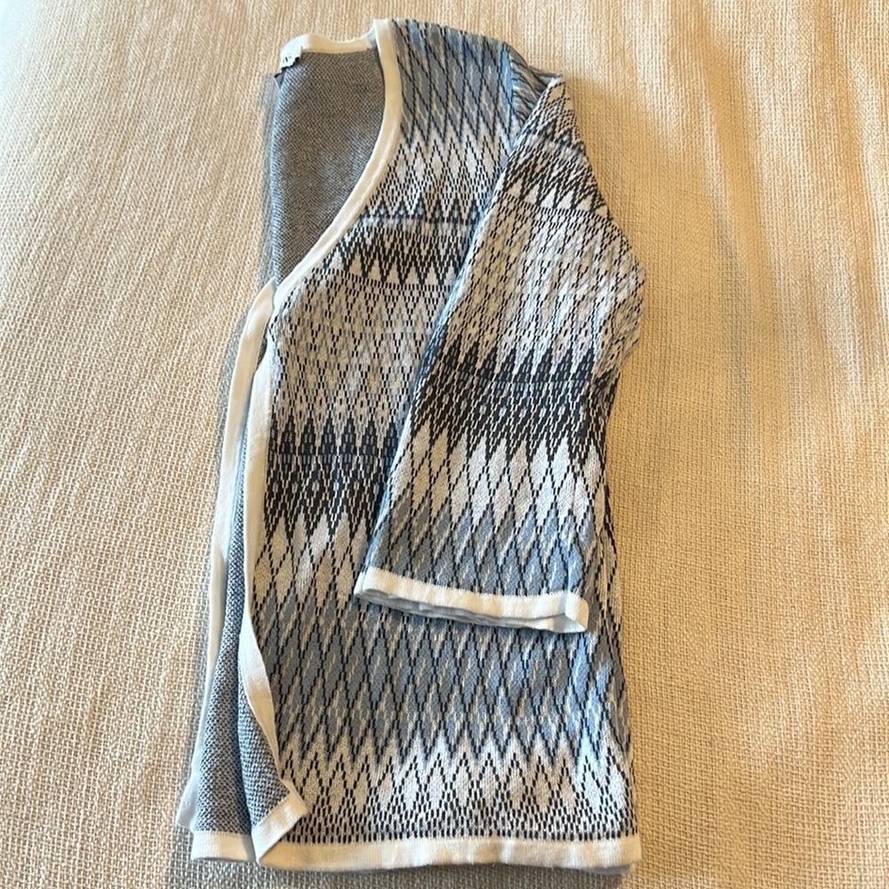 PENDLETON ONE‎ BUTTON Classic & Trendy Boho Blue Geometric Cardigan - Picture 3 of 6